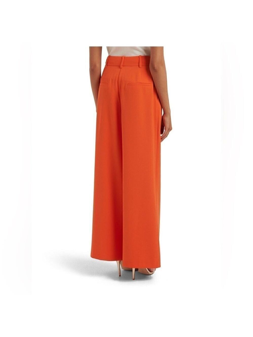 Ever New Wide Leg Isla Trousers Orange Gerbera Womens Size 10 Petite New - Picture 2 of 12